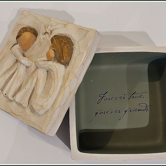 2003 #WillowTree #Friendship Sculpted Hand-Painted Keepsake Box 3" x 3" #DEMDACO - Picture 7 of 8